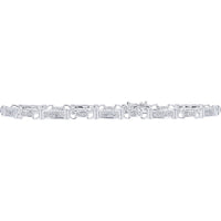 10K White Gold Geometric Link Bracelet with Pavé-Set Round Diamonds - 0.50 Carat Total Diamond Weight