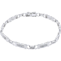 10K White Gold Geometric Link Bracelet with Pavé-Set Round Diamonds - 0.50 Carat Total Diamond Weight