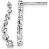 10K White Gold Graduating Diamond Drop Earrings - 1.00 Carat Total Diamond Weight by Oro Pregiato