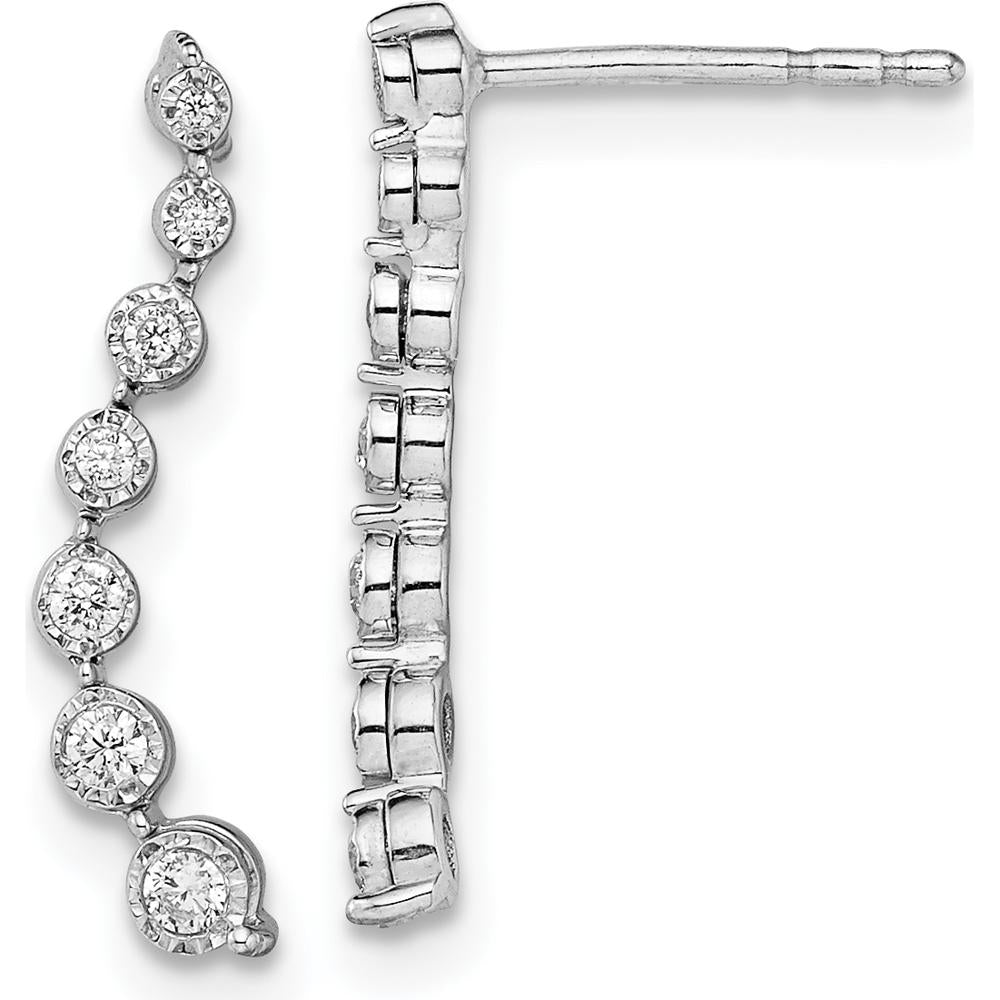 10K White Gold Graduating Diamond Drop Earrings - 1.00 Carat Total Diamond Weight by Oro Pregiato