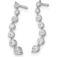 10K White Gold Graduating Diamond Drop Earrings - 1.00 Carat Total Diamond Weight by Oro Pregiato