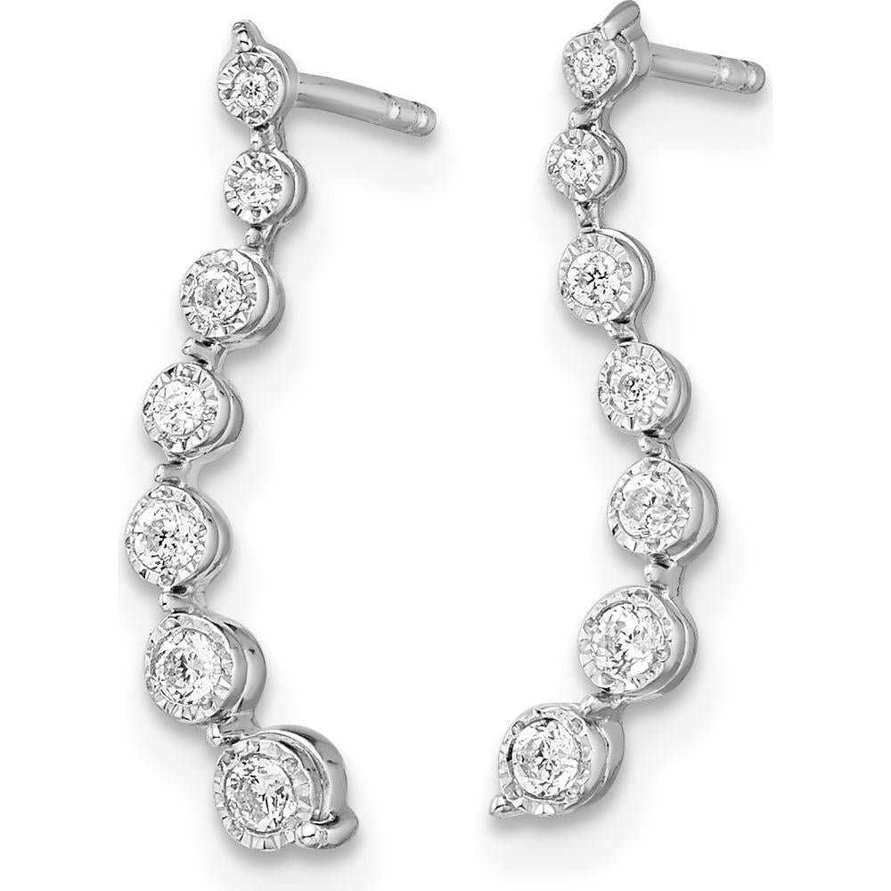 10K White Gold Graduating Diamond Drop Earrings - 1.00 Carat Total Diamond Weight by Oro Pregiato