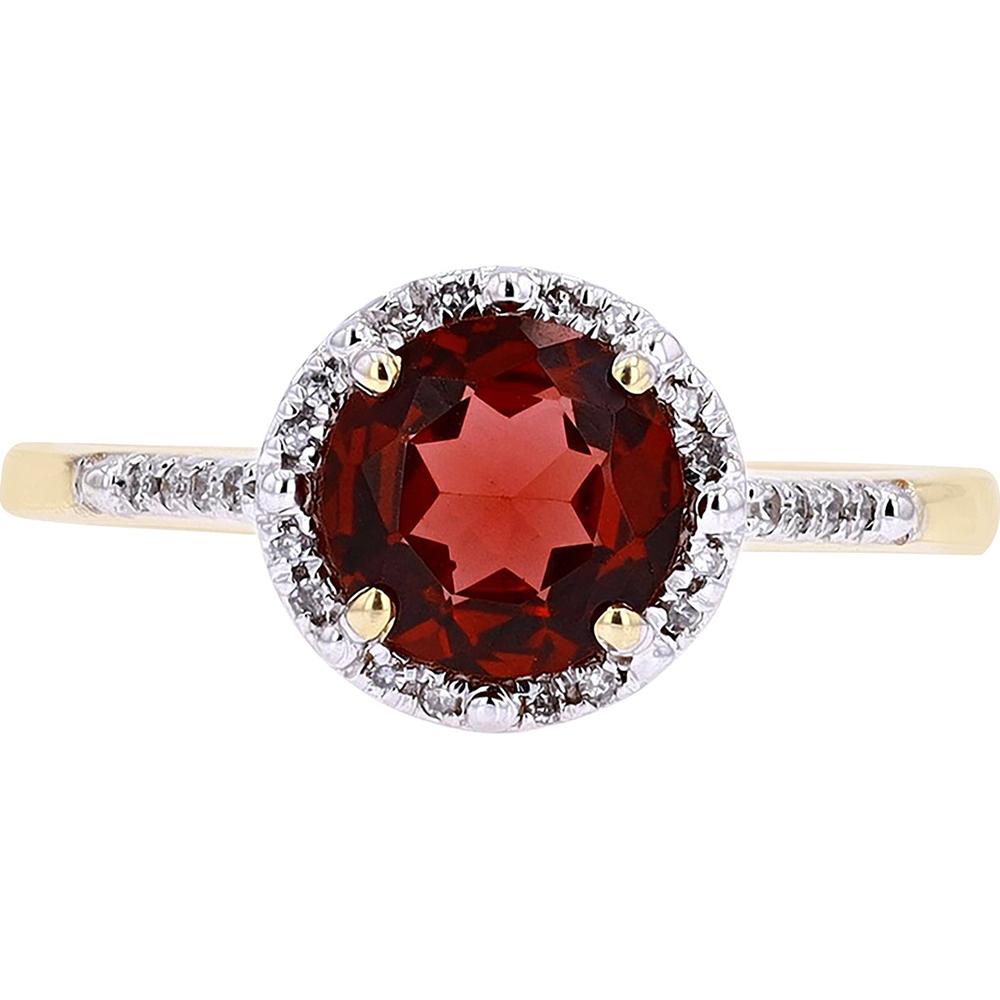 10K White Gold Halo Garnet Ring with 0.15 Carat Diamond Accents