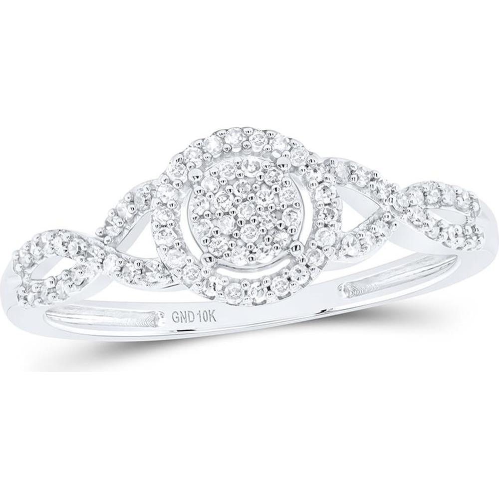 10K White Gold Halo Infinity Round Diamond Cluster Engagement Ring - 1/5 Carat Total Diamond Weight