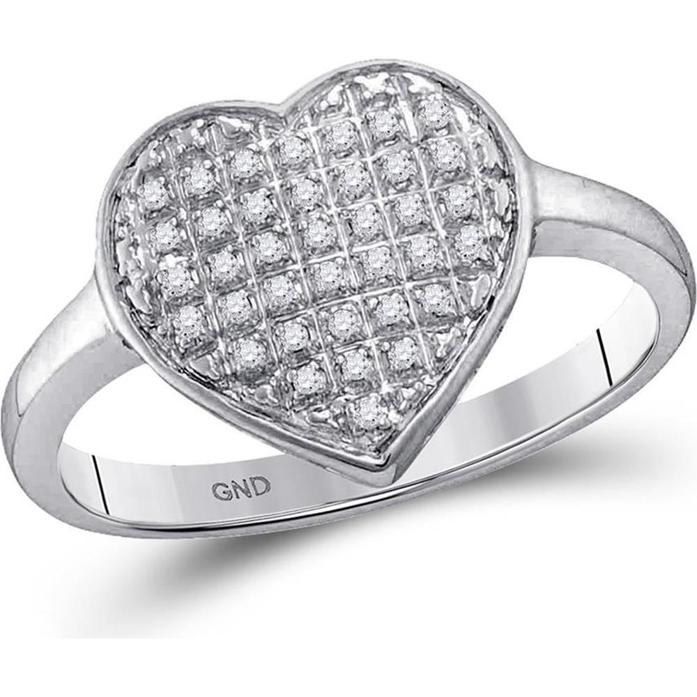 10K White Gold Heart Cluster Diamond Ring with Round Diamonds - 1/4 Carat Total Diamond Weight