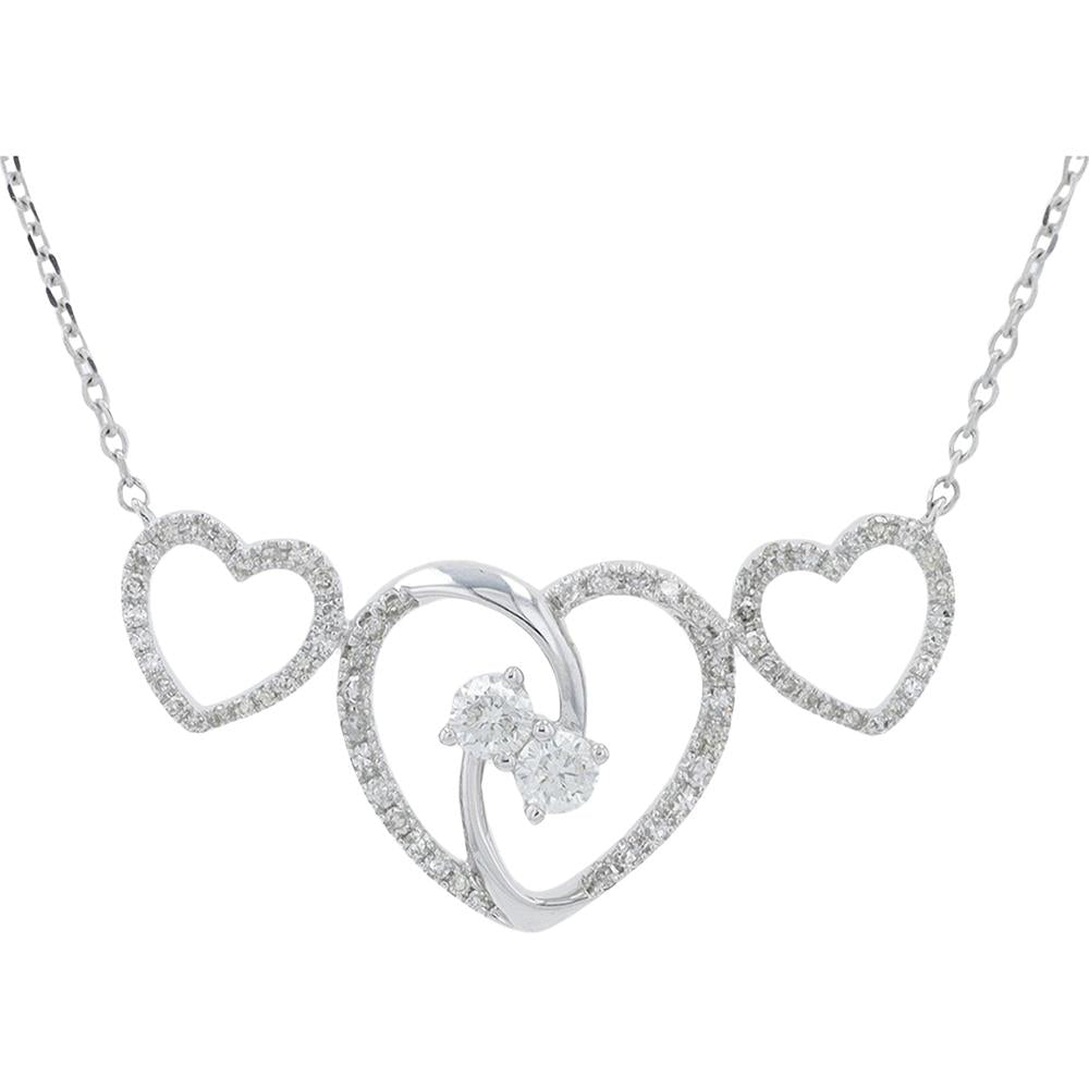 10K White Gold Heart Pendant with 0.50 Carats of Pave Set Diamonds