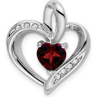 10K White Gold Heart-Shaped Garnet Pendant with Round Diamonds - 0.99 Carat Total Garnet Weight by Lumare Gioia