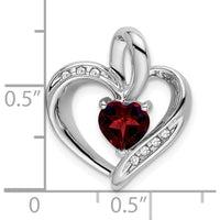 10K White Gold Heart-Shaped Garnet Pendant with Round Diamonds - 0.99 Carat Total Garnet Weight by Lumare Gioia