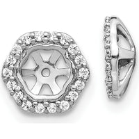10K White Gold Hexagon Diamond Earring Jackets with Cluster Diamonds - Total Diamond Weight 0.60 Carats by Oro Pregiato