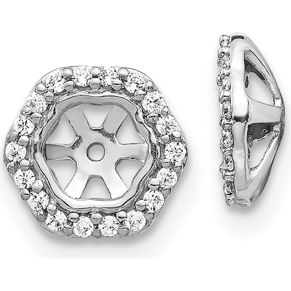 10K White Gold Hexagon Diamond Earring Jackets with Cluster Diamonds - Total Diamond Weight 0.60 Carats by Oro Pregiato