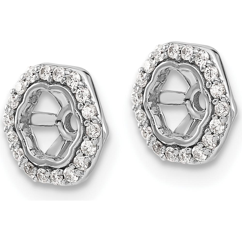 10K White Gold Hexagon Diamond Earring Jackets with Cluster Diamonds - Total Diamond Weight 0.60 Carats by Oro Pregiato
