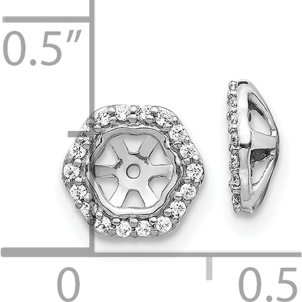 10K White Gold Hexagon Diamond Earring Jackets with Cluster Diamonds - Total Diamond Weight 0.60 Carats by Oro Pregiato