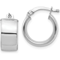 10K White Gold High Polished 31mm Hoop Earrings - Rhodium Plated