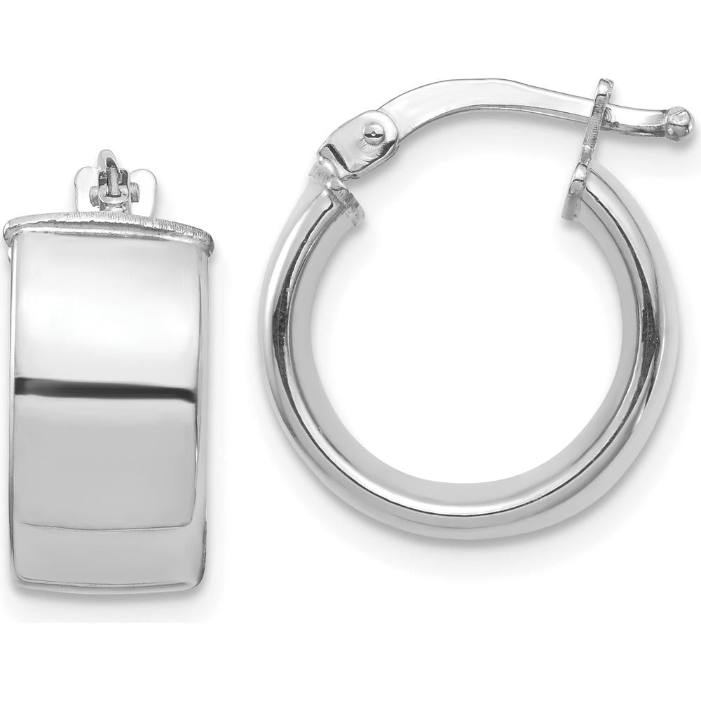 10K White Gold High Polished 31mm Hoop Earrings - Rhodium Plated