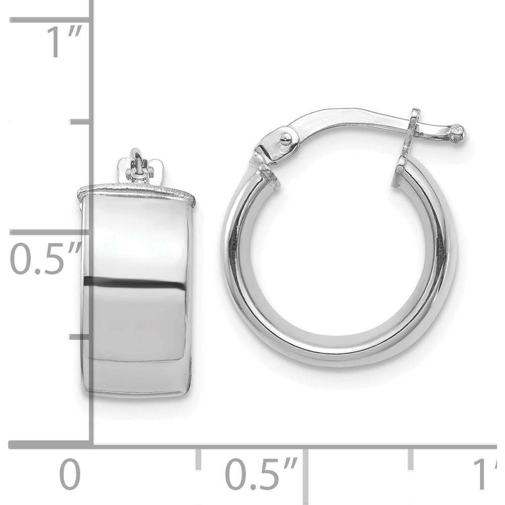 10K White Gold High Polished 31mm Hoop Earrings - Rhodium Plated
