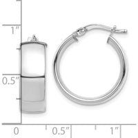 10K White Gold High Polished 7mm Hoop Earrings with Rhodium Plating