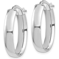 10K White Gold High Polished Oval Hoop Earrings - 5mm Thickness