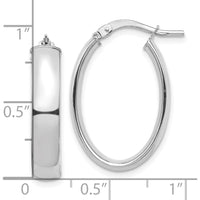 10K White Gold High Polished Oval Hoop Earrings - 5mm Thickness