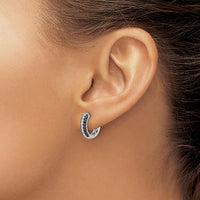 10K White Gold Hinged Hoop Earrings with 1.00 Carat Total White and Black Diamonds by Oro Pregiato