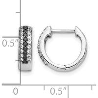10K White Gold Hinged Hoop Earrings with 1 Carat Total Black and White Diamonds by Oro Pregiato