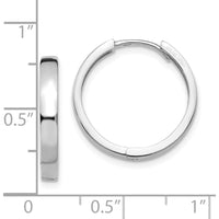 10K White Gold Hinged Hoop Earrings with Polished Finish - 15mm Length
