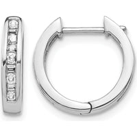 10K White Gold Hinged Hoop Earrings with Round and Baguette Diamonds - 0.50 Carat Total Diamond Weight by Oro Pregiato