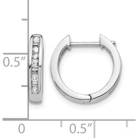 10K White Gold Hinged Hoop Earrings with Round and Baguette Diamonds - 0.50 Carat Total Diamond Weight by Oro Pregiato