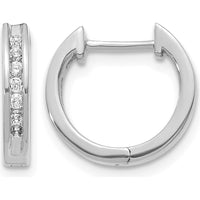 10K White Gold Hinged Hoop Earrings with Round Diamonds - 0.50 Carat Total Diamond Weight by Oro Pregiato
