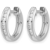 10K White Gold Hinged Hoop Earrings with Round Diamonds - 0.50 Carat Total Diamond Weight by Oro Pregiato