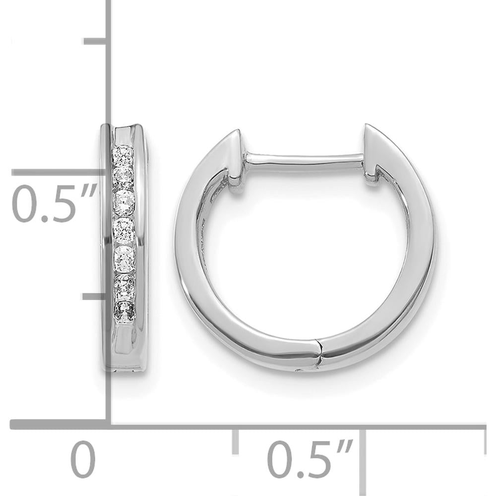 10K White Gold Hinged Hoop Earrings with Round Diamonds - 0.50 Carat Total Diamond Weight by Oro Pregiato