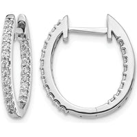 10K White Gold In/Out Diamond Hinged Hoop Earrings - 1.00 Carat Total Diamond Weight by Oro Pregiato