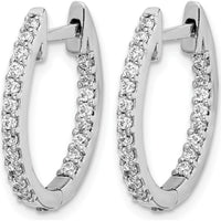 10K White Gold In/Out Diamond Hinged Hoop Earrings - 1.00 Carat Total Diamond Weight by Oro Pregiato
