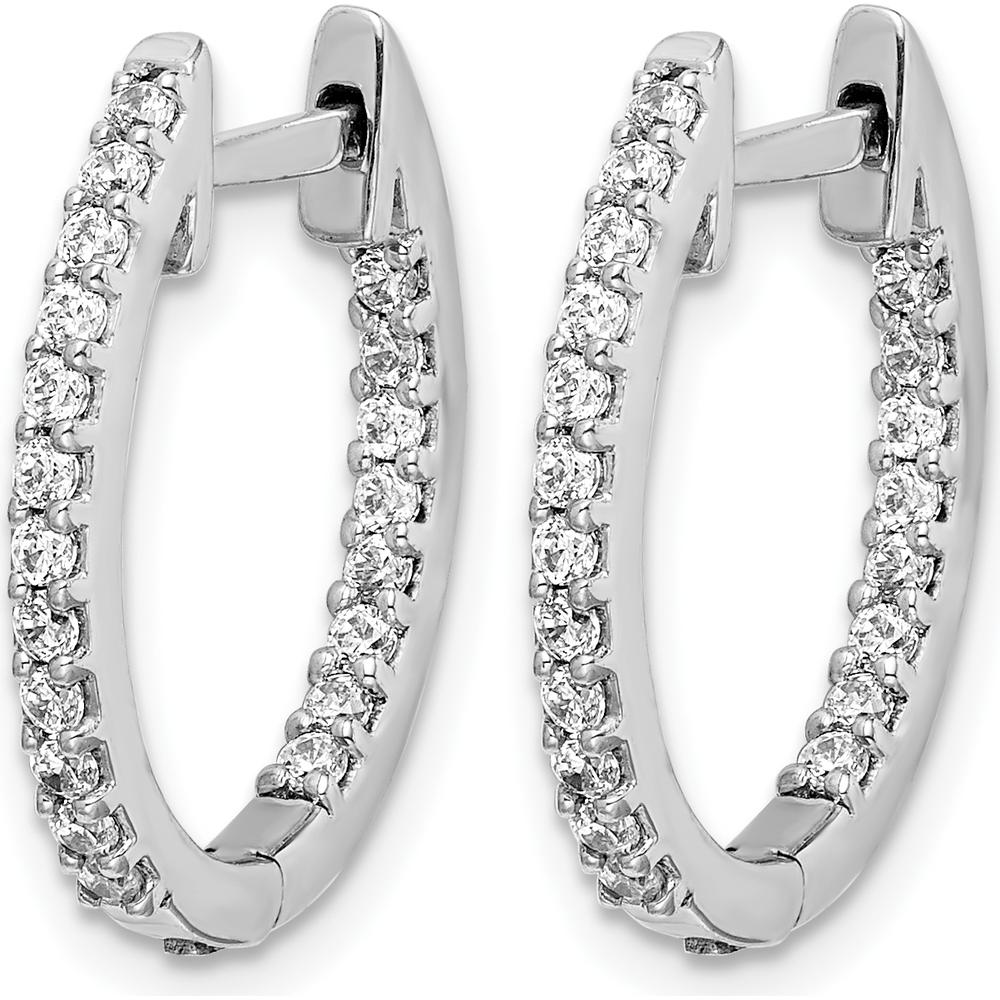 10K White Gold In/Out Diamond Hinged Hoop Earrings - 1.00 Carat Total Diamond Weight by Oro Pregiato