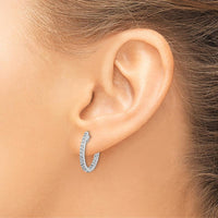 10K White Gold In/Out Diamond Hinged Hoop Earrings - 1.00 Carat Total Diamond Weight by Oro Pregiato