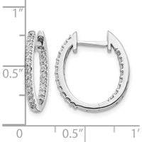 10K White Gold In/Out Diamond Hinged Hoop Earrings - 1.00 Carat Total Diamond Weight by Oro Pregiato