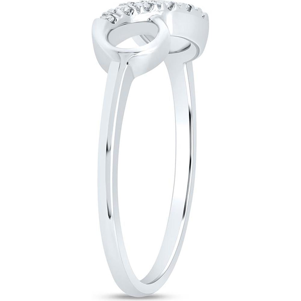 10K White Gold Infinity Band Ring with Pave-Set Round Diamonds - 1/20 Carat Total Diamond Weight