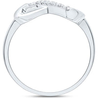 10K White Gold Infinity Band Ring with Pave-Set Round Diamonds - 1/20 Carat Total Diamond Weight