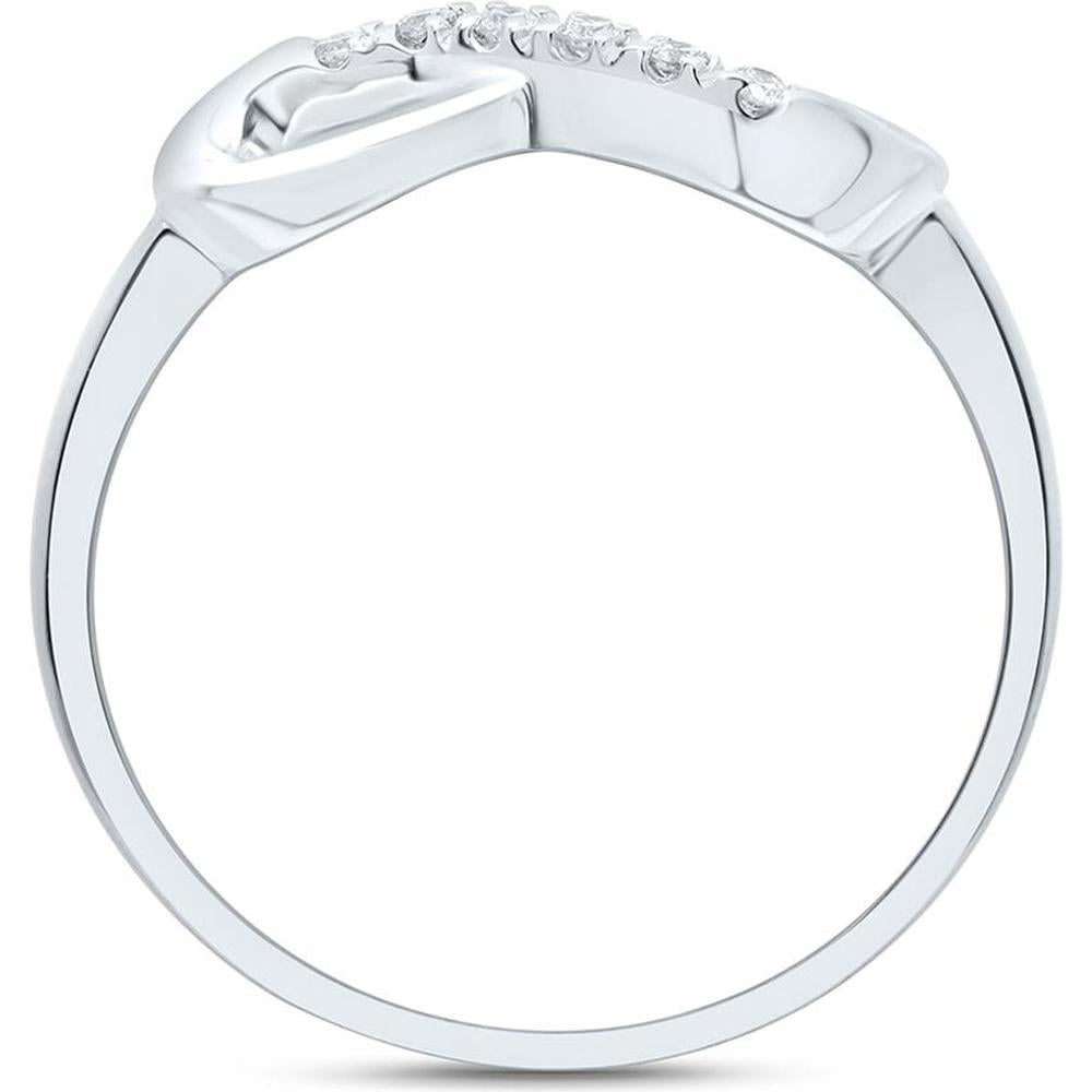 10K White Gold Infinity Band Ring with Pave-Set Round Diamonds - 1/20 Carat Total Diamond Weight