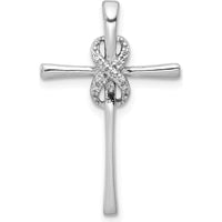 10K White Gold Infinity Cross Pendant with Round Diamonds - 0.03 Carat Total Diamond Weight by Oro Pregiato