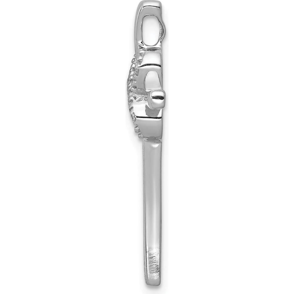 10K White Gold Infinity Cross Pendant with Round Diamonds - 0.03 Carat Total Diamond Weight by Oro Pregiato