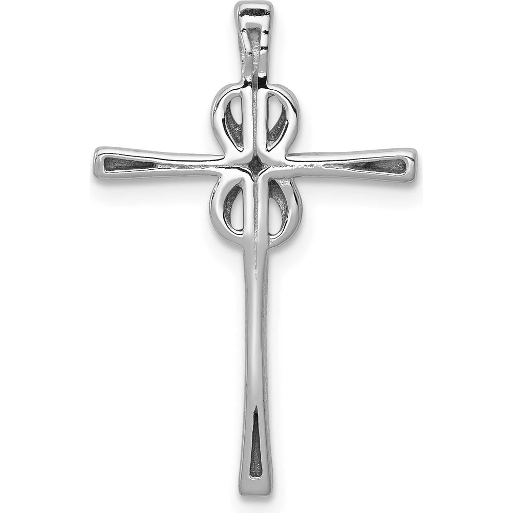 10K White Gold Infinity Cross Pendant with Round Diamonds - 0.03 Carat Total Diamond Weight by Oro Pregiato