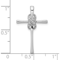 10K White Gold Infinity Cross Pendant with Round Diamonds - 0.03 Carat Total Diamond Weight by Oro Pregiato