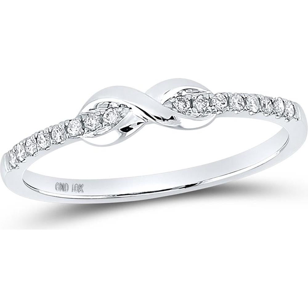 10K White Gold Infinity Knot Ring with Pavé-Set Round Diamonds - 0.10 Carat Total Diamond Weight