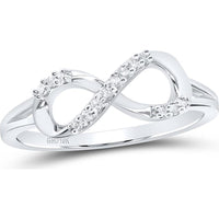 10K White Gold Infinity Ring with Pave-Set Round Diamonds - 0.08 Carat Total Diamond Weight