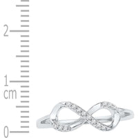 10K White Gold Infinity Ring with Pave-Set Round Diamonds - 0.08 Carat Total Diamond Weight