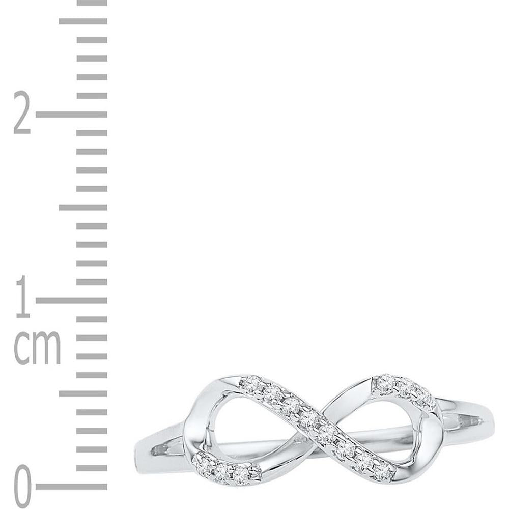 10K White Gold Infinity Ring with Pave-Set Round Diamonds - 0.08 Carat Total Diamond Weight