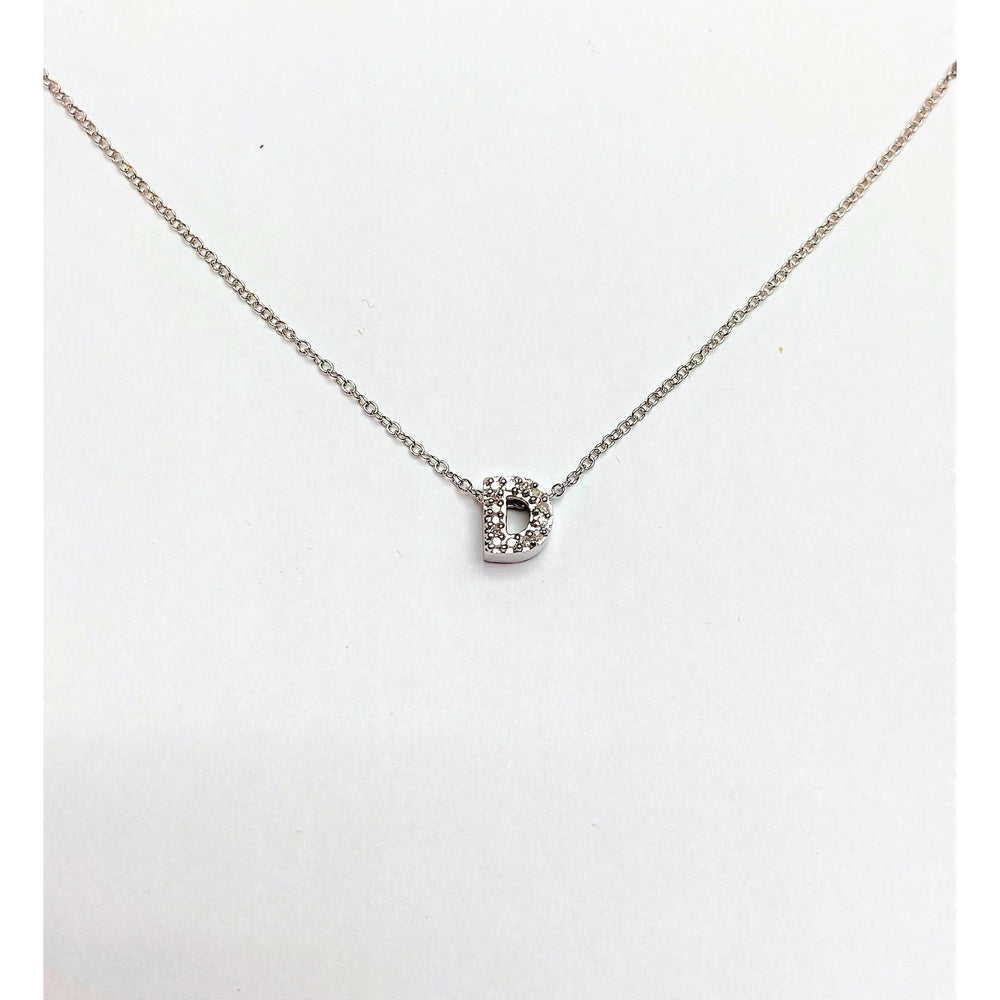 10K White Gold Initial Pendant with Prong-Set Round Diamonds - 0.06 Carat Total Diamond Weight by Auriventus