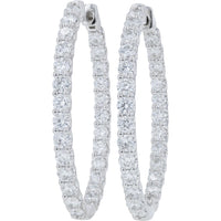 10K White Gold Inside-Out Large Hoop Earrings with 6.00 Carat Total Weight Lab Grown Round Diamonds