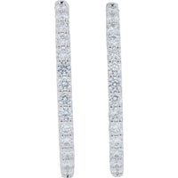 10K White Gold Inside-Out Large Hoop Earrings with 6.00 Carat Total Weight Lab Grown Round Diamonds