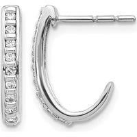10K White Gold J-Hoop Earrings with Diamond Accents - 0.30 Carat Total Diamond Weight by Oro Pregiato